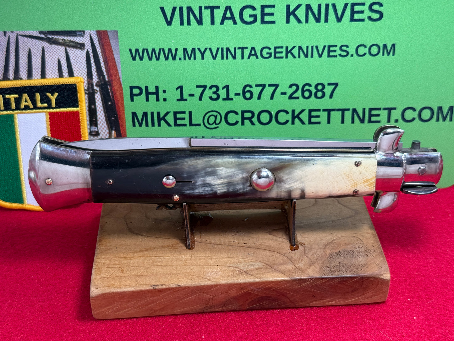 ROSTFREI ITALIAN 1955-60 PICK LOCK STILETTO 38 CM ITALIAN AUTOMATIC KNIFE BRAZILIAN HORN HANDLES