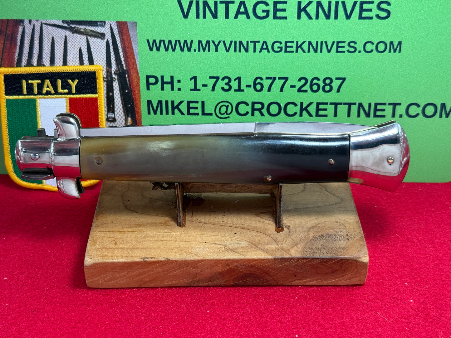 ROSTFREI ITALIAN 1955-60 PICK LOCK STILETTO 38 CM ITALIAN AUTOMATIC KNIFE BRAZILIAN HORN HANDLES