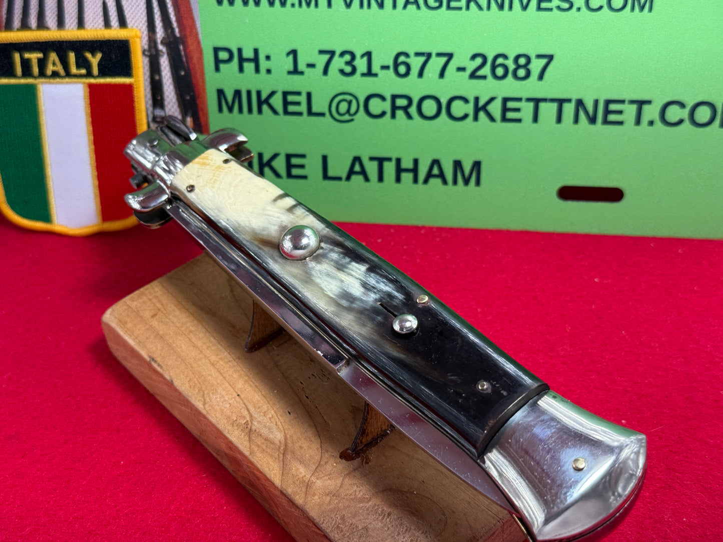 ROSTFREI ITALIAN 1955-60 PICK LOCK STILETTO 38 CM ITALIAN AUTOMATIC KNIFE BRAZILIAN HORN HANDLES