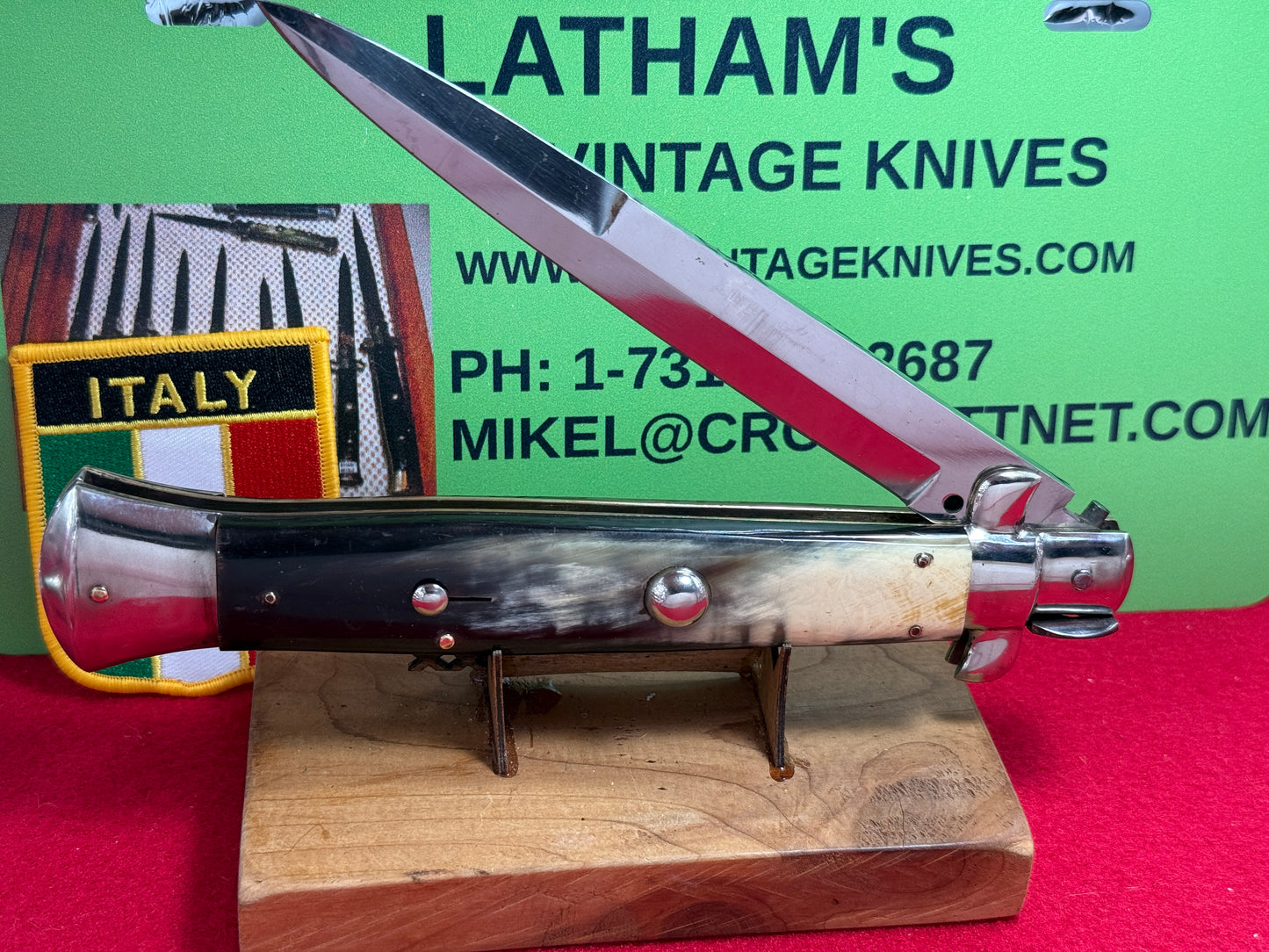 ROSTFREI ITALIAN 1955-60 PICK LOCK STILETTO 38 CM ITALIAN AUTOMATIC KNIFE BRAZILIAN HORN HANDLES