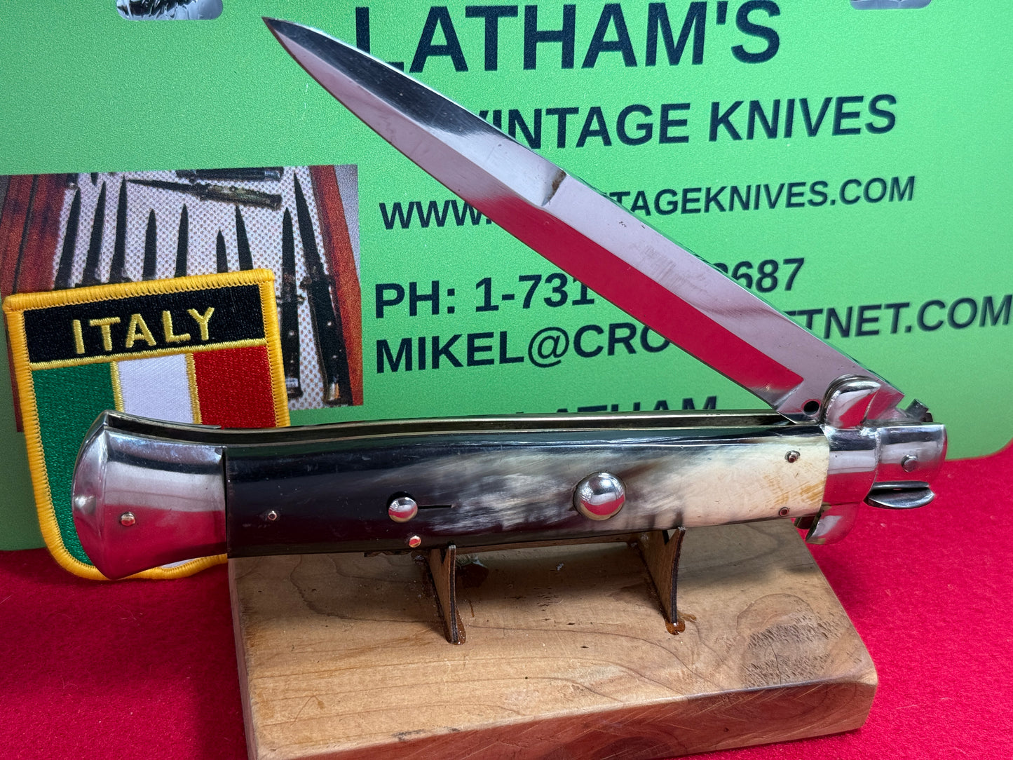 ROSTFREI ITALIAN 1955-60 PICK LOCK STILETTO 38 CM ITALIAN AUTOMATIC KNIFE BRAZILIAN HORN HANDLES