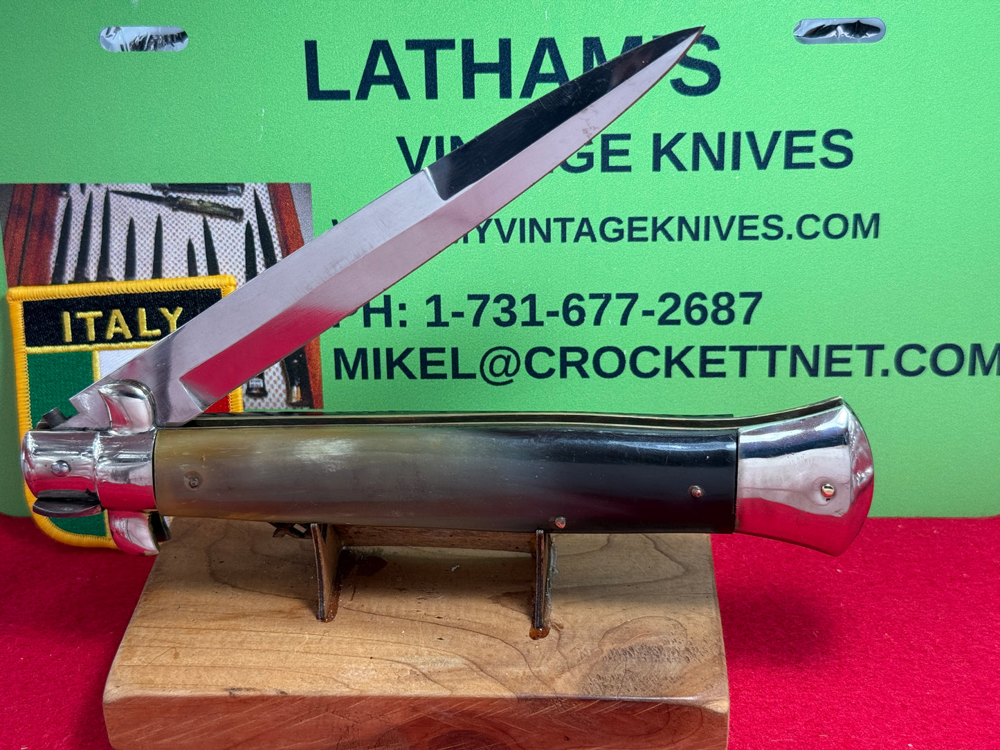 ROSTFREI ITALIAN 1955-60 PICK LOCK STILETTO 38 CM ITALIAN AUTOMATIC KNIFE BRAZILIAN HORN HANDLES