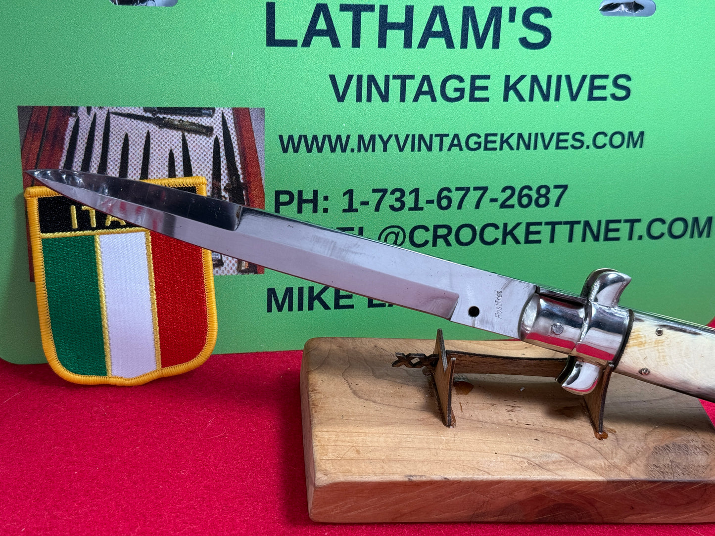 ROSTFREI ITALIAN 1955-60 PICK LOCK STILETTO 38 CM ITALIAN AUTOMATIC KNIFE BRAZILIAN HORN HANDLES