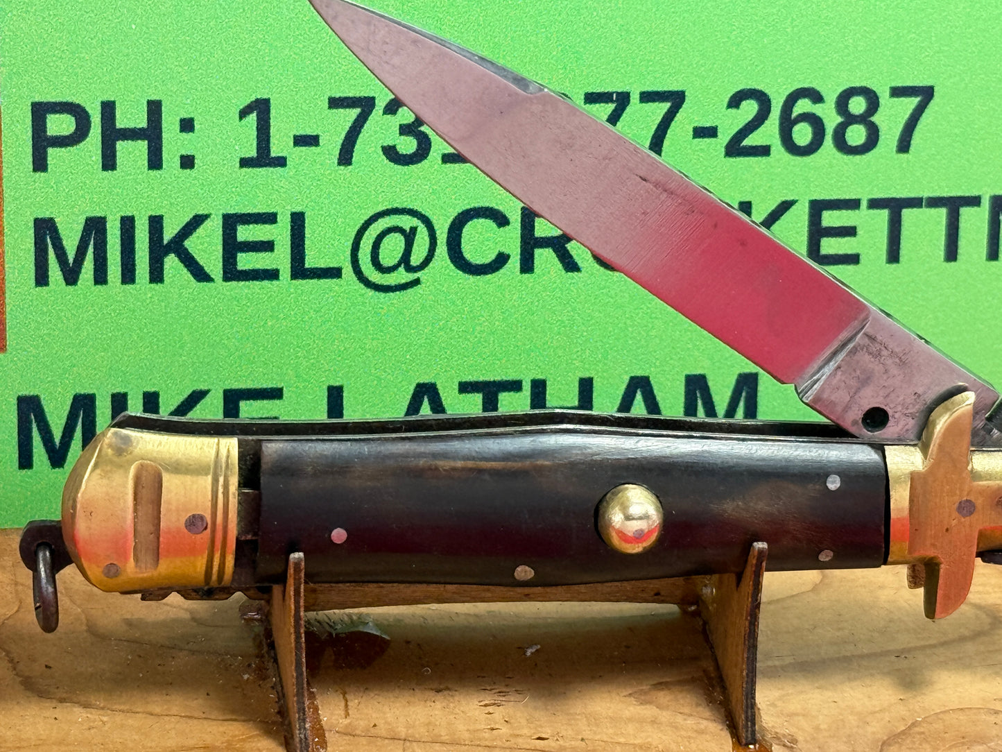 STERILE INDIA 1955-60 ITALIAN STYLE STILETTO BOLSTER RELEASE RARE BOLSTER SLIDE SAFETY HIDDEN RELEASE HEAVY DUTY MADE INDIA IMPORTED AUTOMATIC KNIFE BUFFALO HORN HANDLES