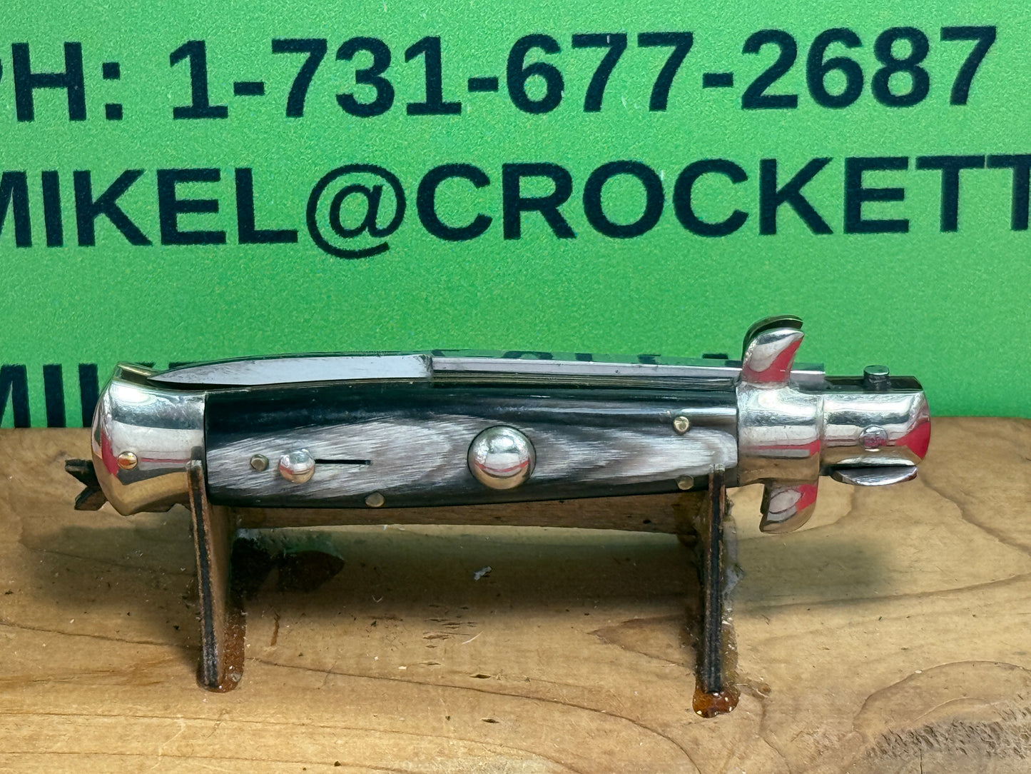 MADE IN ITALY (MAURO MARIO) 1950-56 PICK LOCK STILETTO IN ORIGINAL BOX 16 CM ITALIAN AUTOMATIC KNIFE BRAZILIAN HORN HANDLES