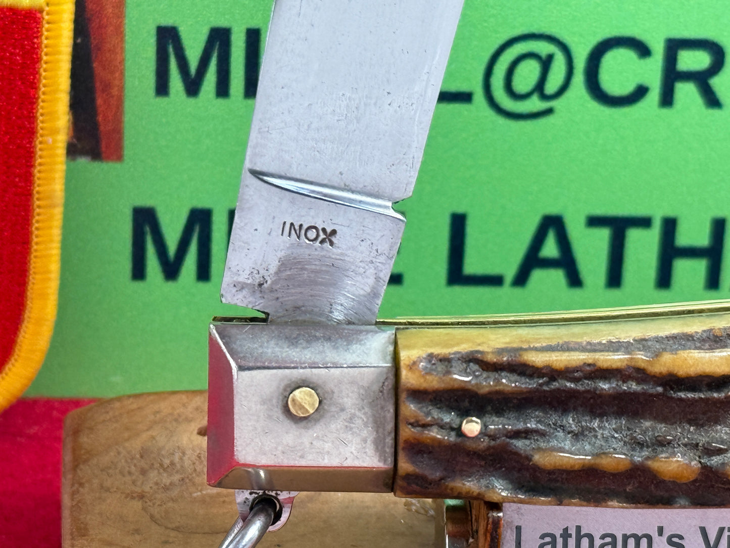 PREZIOSO ROMA ITALIAN 1962-68 RING PULL HUNTER SHELL PULLER ITALIAN AUTOMATIC KNIFE STAG HANDLES