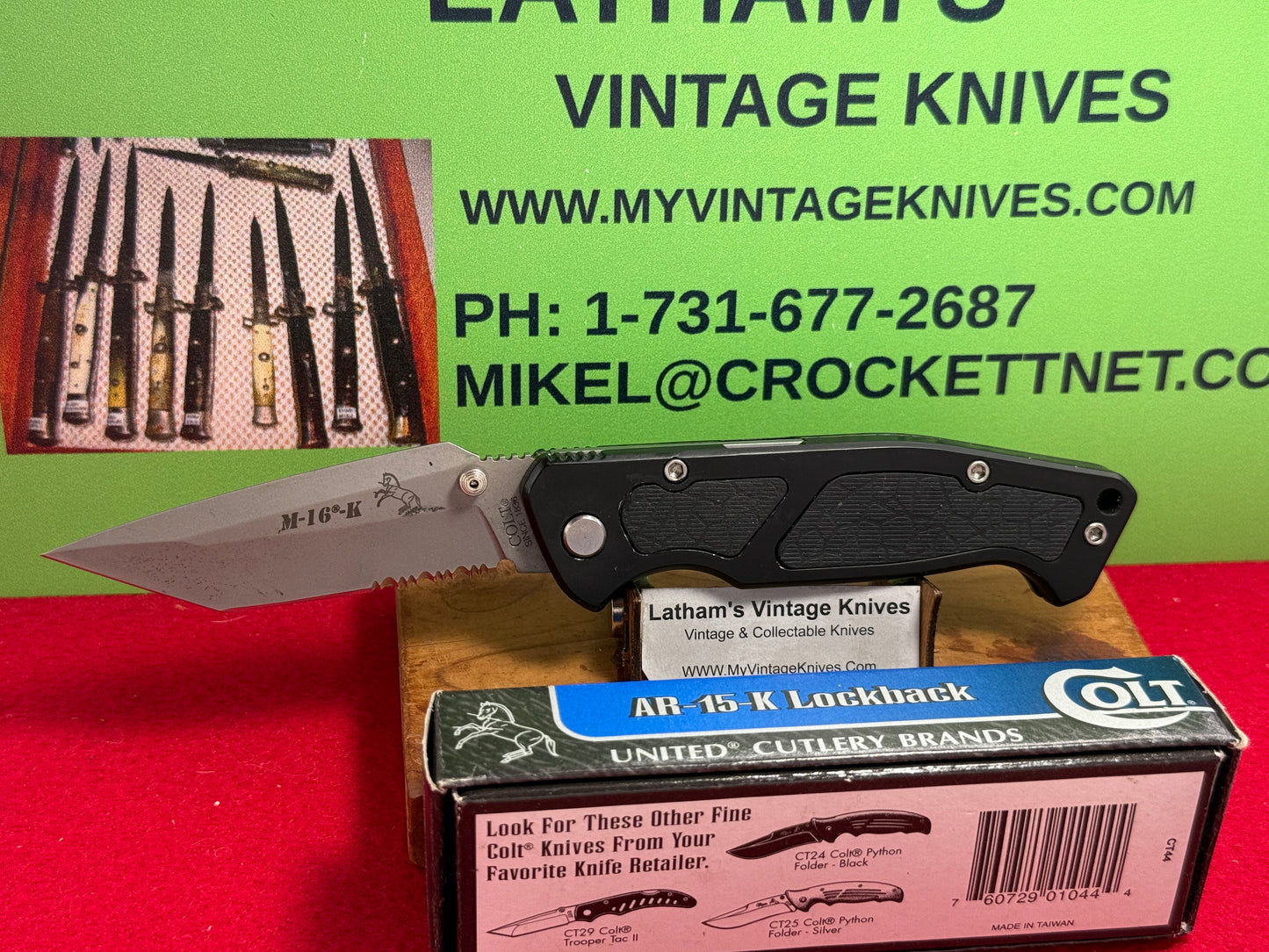 COLT M16-K D/A 1995-2000 CT 30 TACTICAL AUTOMATIC KNIFE BLACK METAL HANDLES NIB