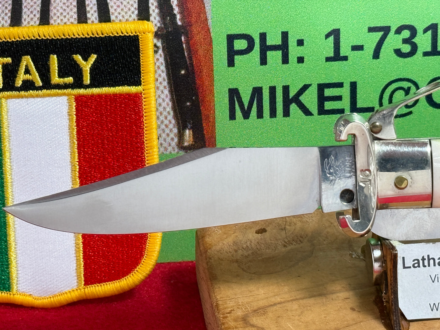 LEPRE ITALY 2015 HUNTER FULCRUM RELEASE WITH SHELL PULLER AND SAW BLADE ITALIAN AUTOMATIC KNIFE STAG HANDLES