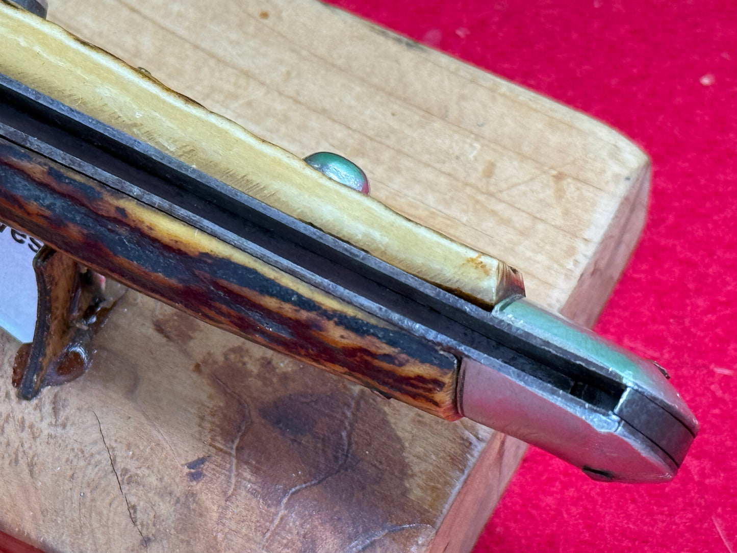 STERILE "UNSTAMPED S. COPP ERA" ITALIAN MANIAGO 1920-30 FLAT GUARD STILETTO 28 CM ITALIAN AUTOMATIC KNIFE STAG HANDLES