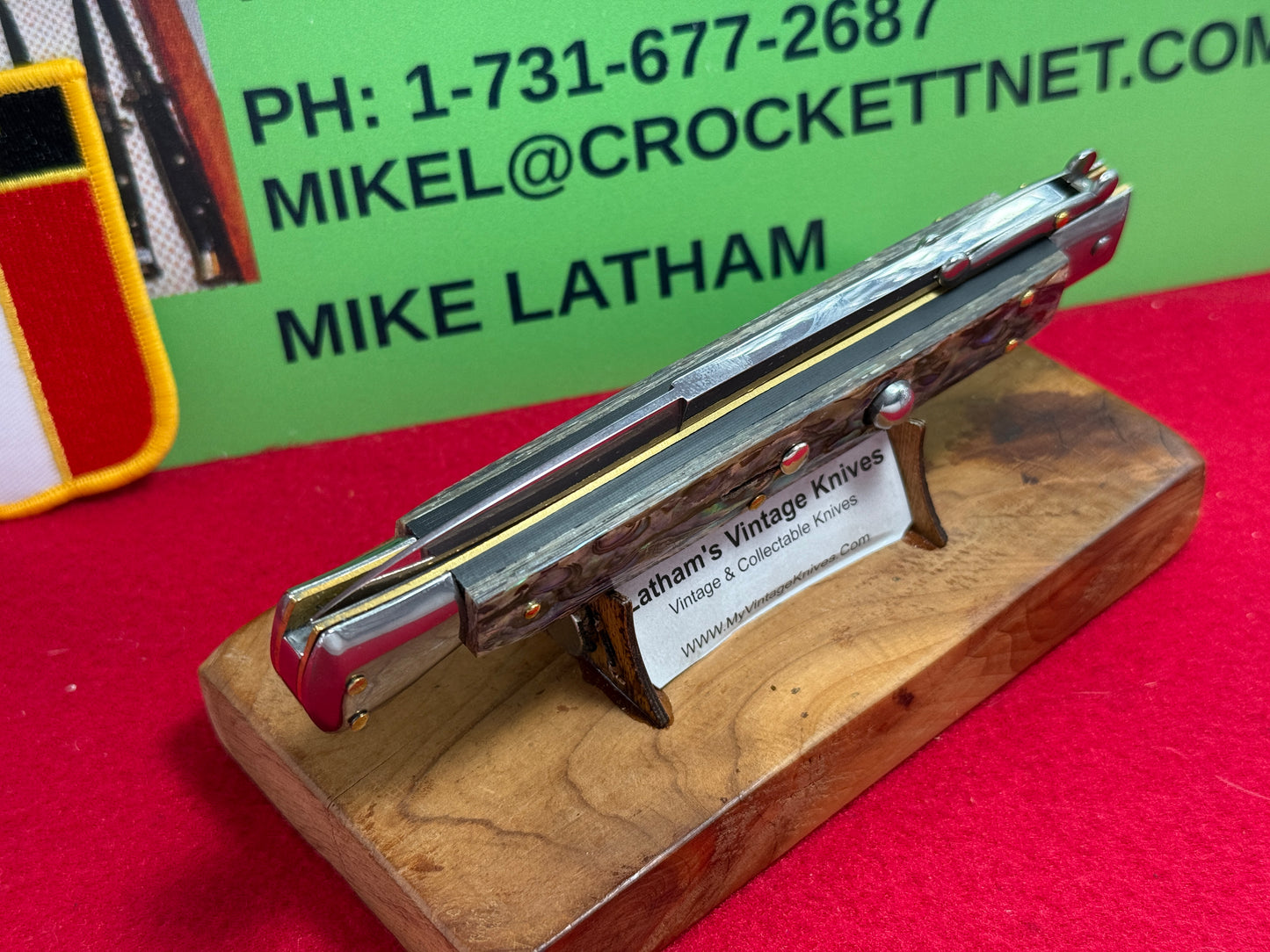 FRANK "B" ITALY 2025 SWING GUARD LOCK BACK 28 CM ITALIAN AUTOMATIC KNIFE ABALONE PEARL HANDLES