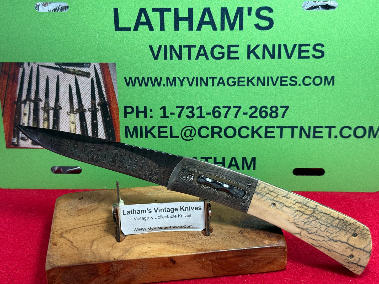 RICHTER, JOHN (J.C.R.) CUSTOM AUTOMATIC KNIVES 2005-2010 HUNTER CUSTOM AUTOMATIC KNIFE MAMOTH IVORY HANDLES