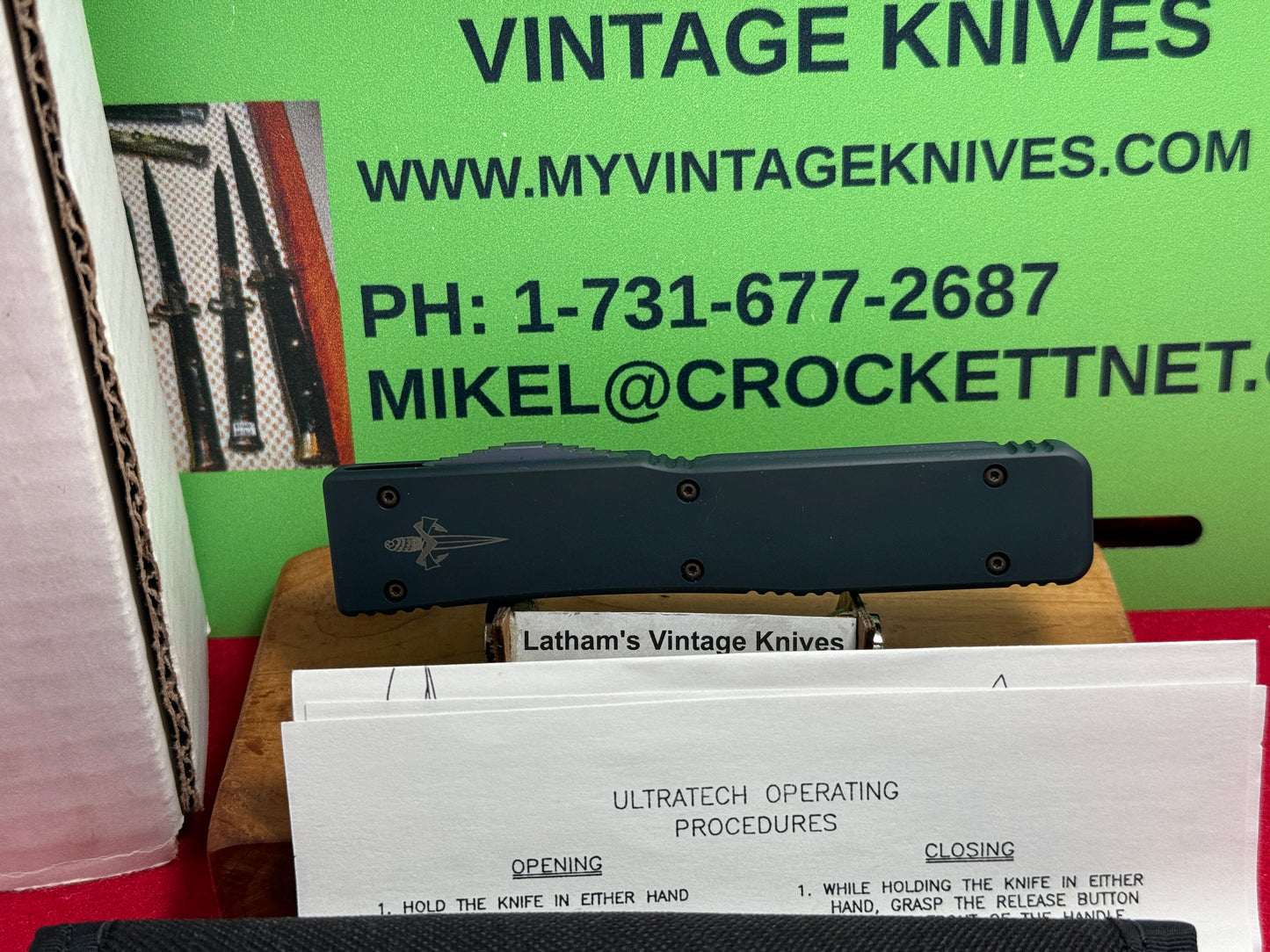 MICROTECH ULTRATECH 2001-2002 PROTOTYPE OTF SIGNED ANTHONY MARFIONE BLUE ICE WITH POLISHED MIRROR BLADE TACTICAL AUTOMATIC KNIFE BLUE METAL NIB