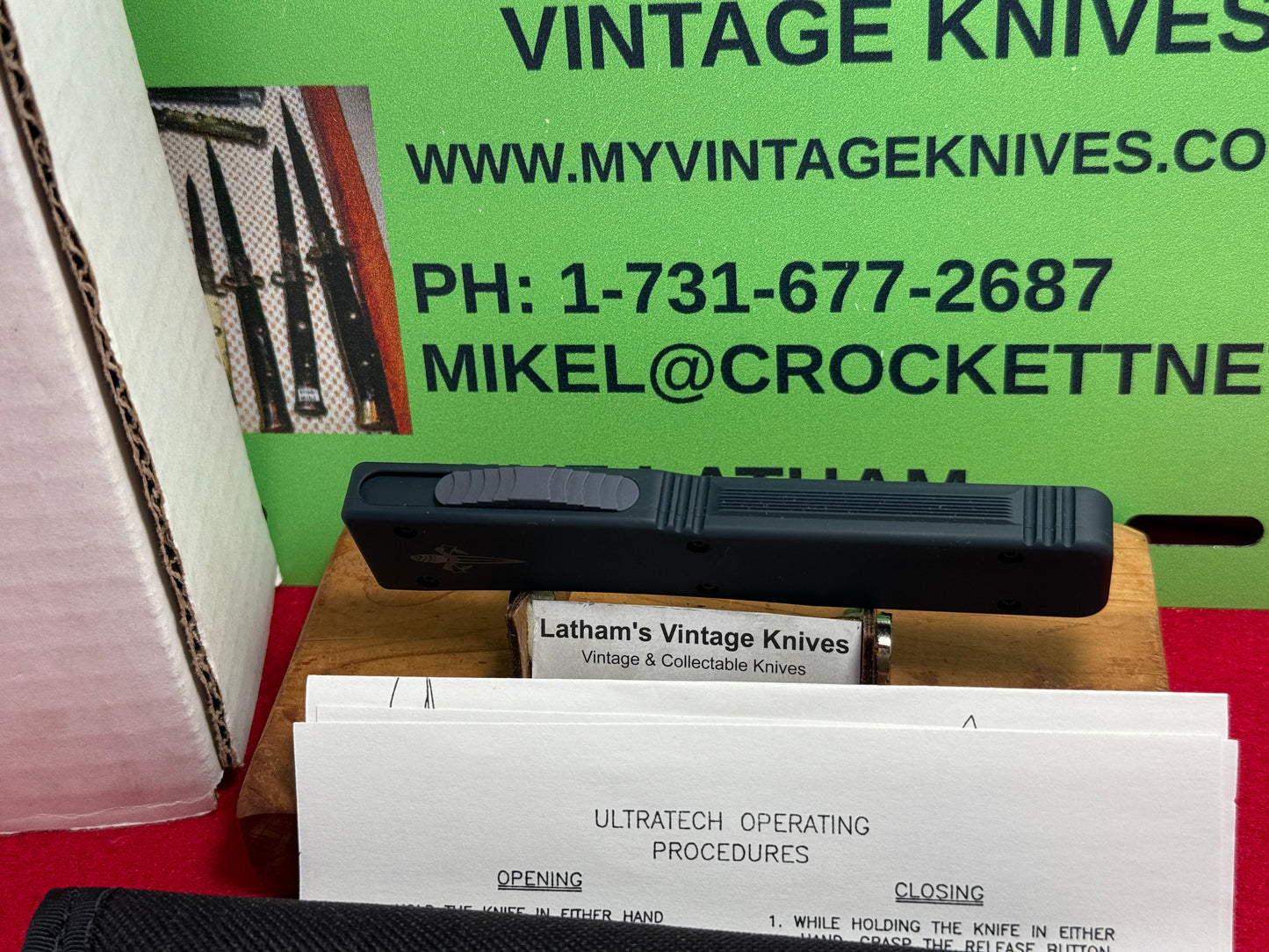 MICROTECH ULTRATECH 2001-2002 PROTOTYPE OTF SIGNED ANTHONY MARFIONE BLUE ICE WITH POLISHED MIRROR BLADE TACTICAL AUTOMATIC KNIFE BLUE METAL NIB