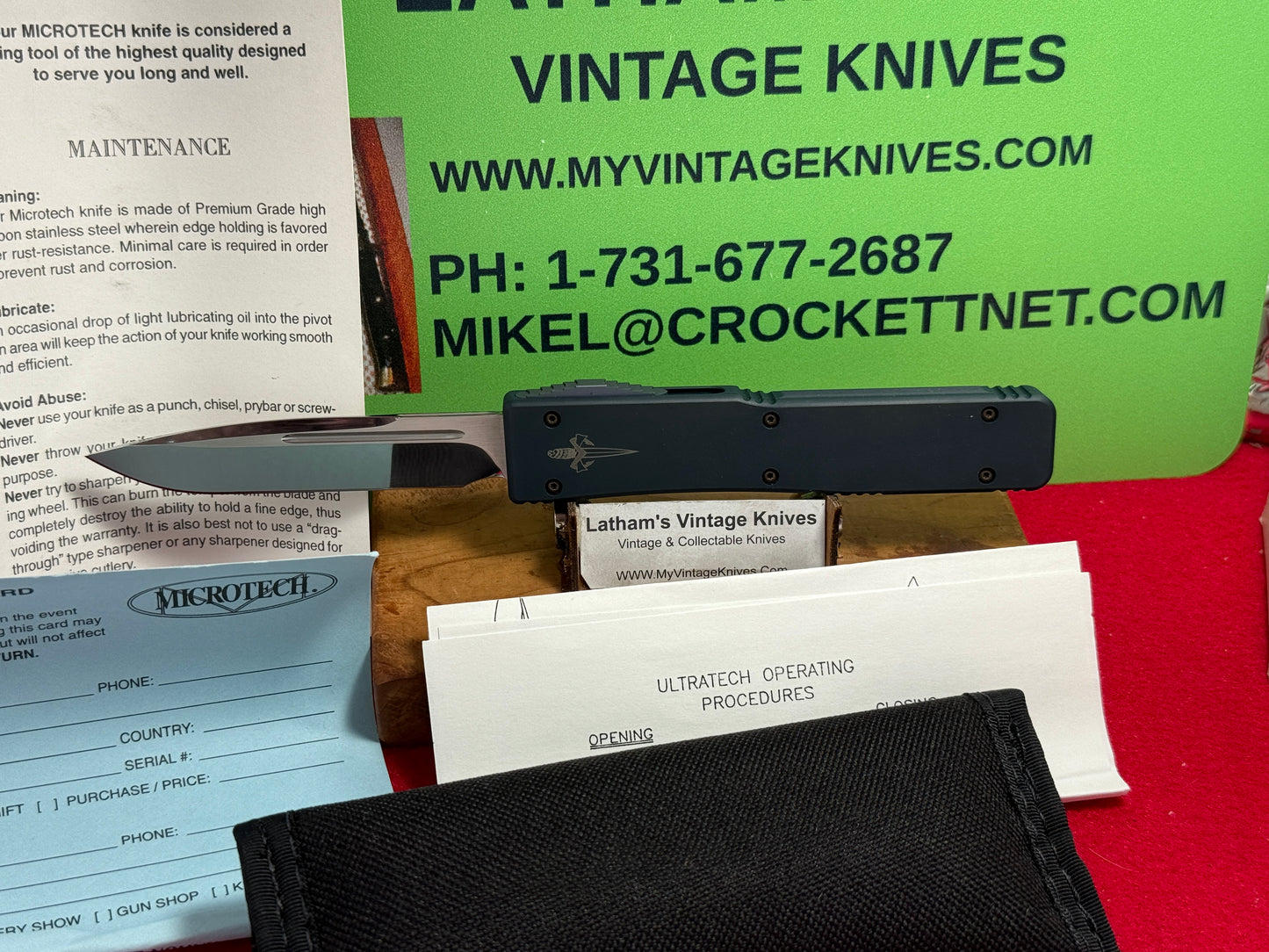 MICROTECH ULTRATECH 2001-2002 PROTOTYPE OTF SIGNED ANTHONY MARFIONE BLUE ICE WITH POLISHED MIRROR BLADE TACTICAL AUTOMATIC KNIFE BLUE METAL NIB