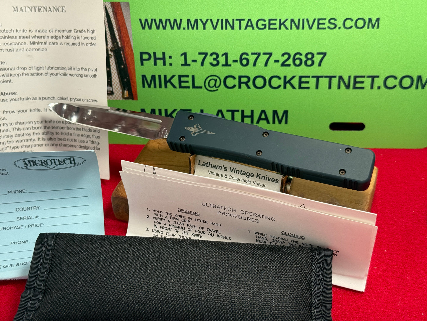 MICROTECH ULTRATECH 2001-2002 PROTOTYPE OTF SIGNED ANTHONY MARFIONE BLUE ICE WITH POLISHED MIRROR BLADE TACTICAL AUTOMATIC KNIFE BLUE METAL NIB