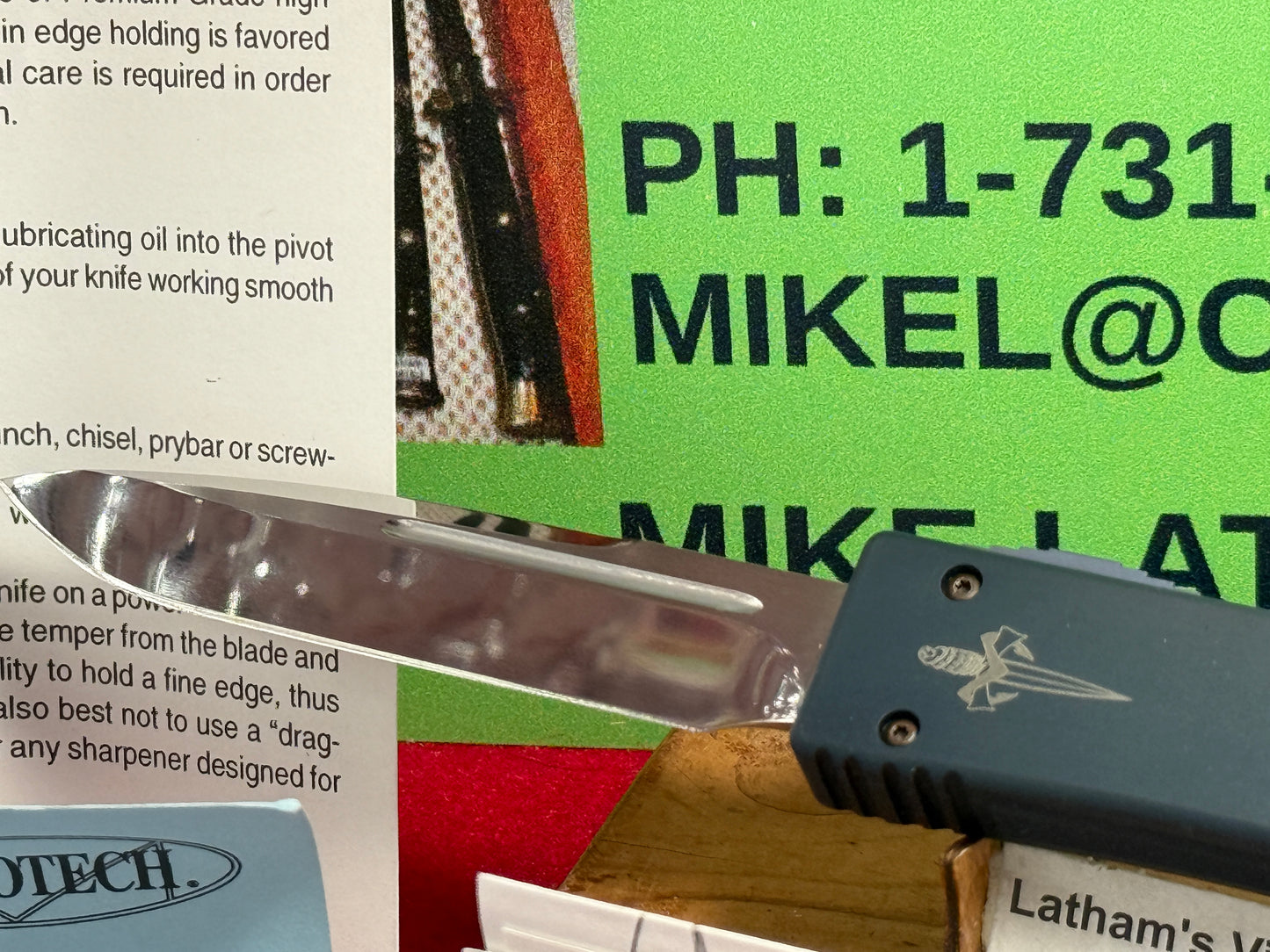 MICROTECH ULTRATECH 2001-2002 PROTOTYPE OTF SIGNED ANTHONY MARFIONE BLUE ICE WITH POLISHED MIRROR BLADE TACTICAL AUTOMATIC KNIFE BLUE METAL NIB