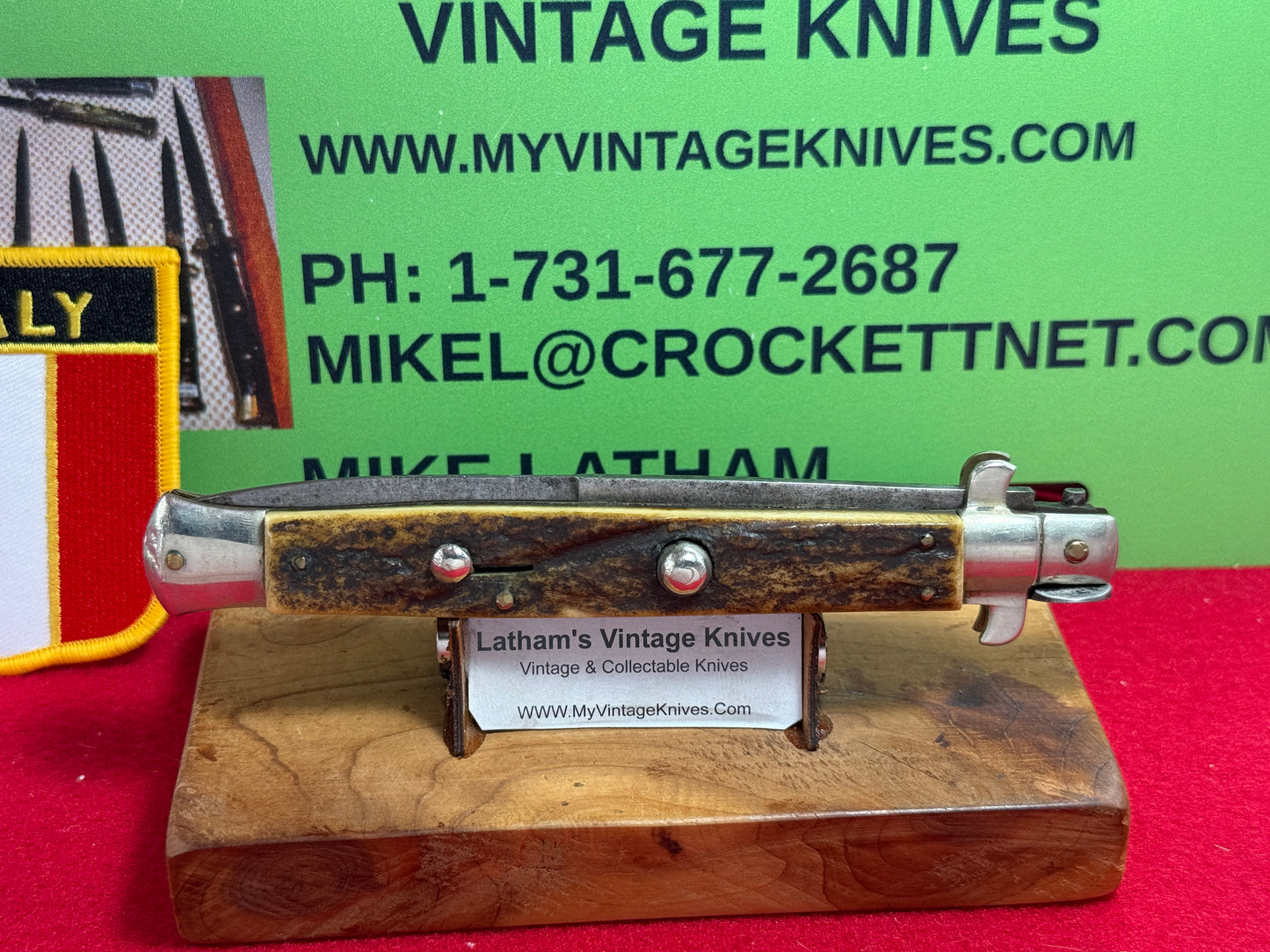STERILE "UNSTAMPED" ITALIAN MANIAGO 1928-36 PICK LOCK FLAT GUARD STILETTO 28 CM ITALIAN AUTOMATIC KNIFE STAG HANDLES