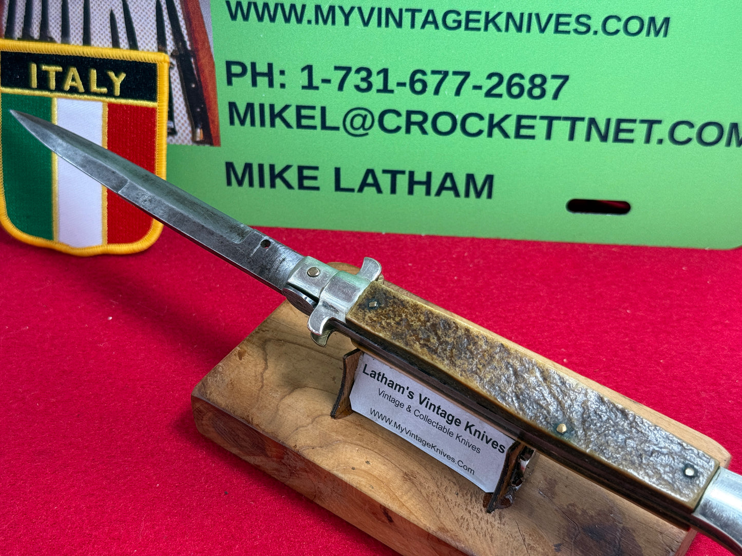 STERILE "UNSTAMPED" ITALIAN MANIAGO 1928-36 PICK LOCK FLAT GUARD STILETTO 28 CM ITALIAN AUTOMATIC KNIFE STAG HANDLES