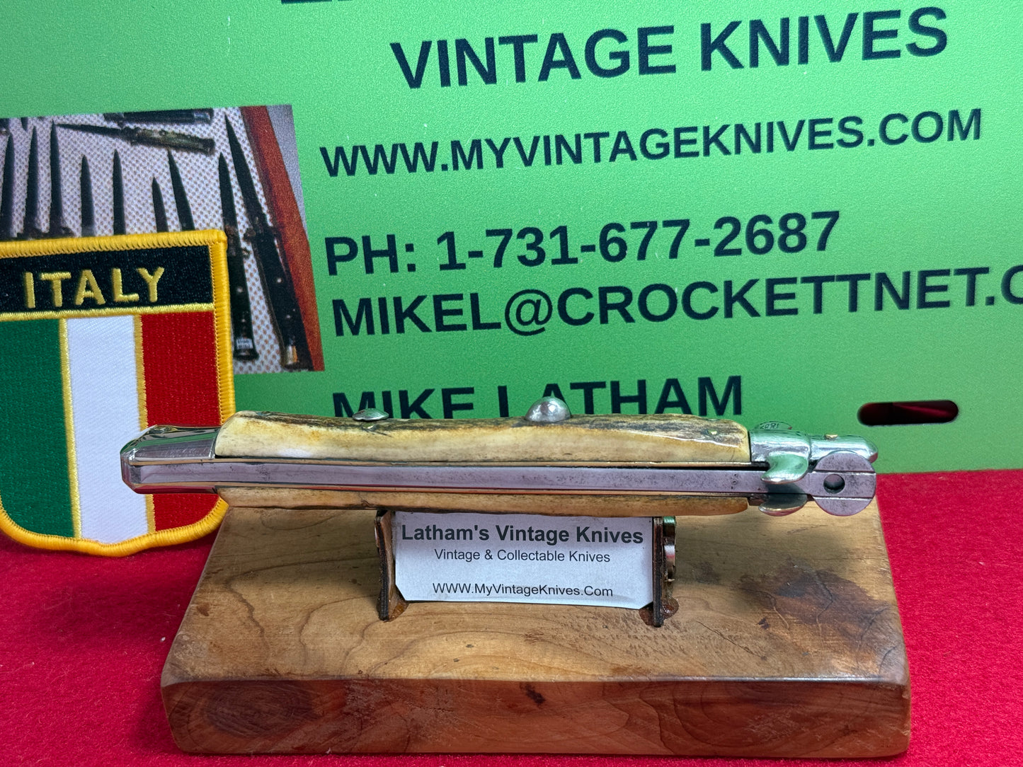 STERILE "UNSTAMPED" MANIAGO ITALY 1925-30 PICK LOCK TWO PIECE GUARDS STILETTO 28 CM ITALIAN AUTOMATIC KNIFE STAG HANDLES