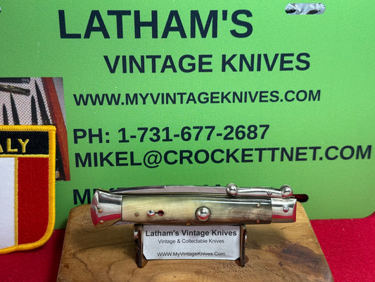 MADE IN ITALY INOXID PATENT 1962-68 SWING GUARD LOCK BACK 20 CM ITALIAN AUTOMATIC KNIFE BRAZILIAN HORN HANDLES