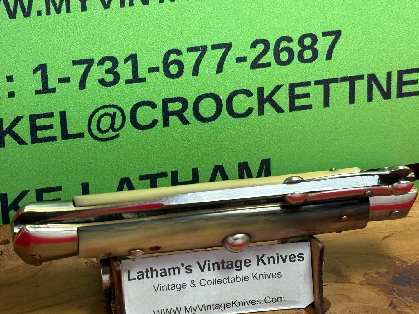 MADE IN ITALY INOXID PATENT 1962-68 SWING GUARD LOCK BACK 20 CM ITALIAN AUTOMATIC KNIFE BRAZILIAN HORN HANDLES