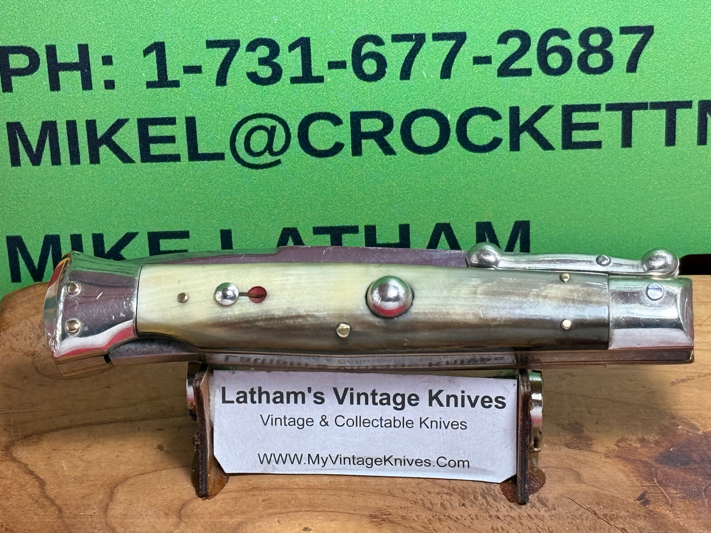 MADE IN ITALY INOXID PATENT 1962-68 SWING GUARD LOCK BACK 20 CM ITALIAN AUTOMATIC KNIFE BRAZILIAN HORN HANDLES