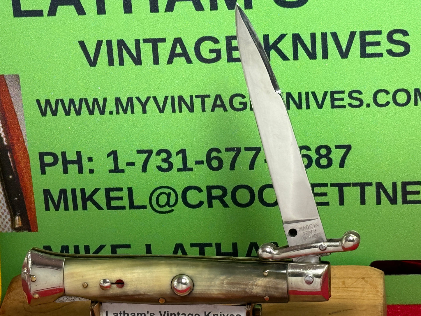 MADE IN ITALY INOXID PATENT 1962-68 SWING GUARD LOCK BACK 20 CM ITALIAN AUTOMATIC KNIFE BRAZILIAN HORN HANDLES