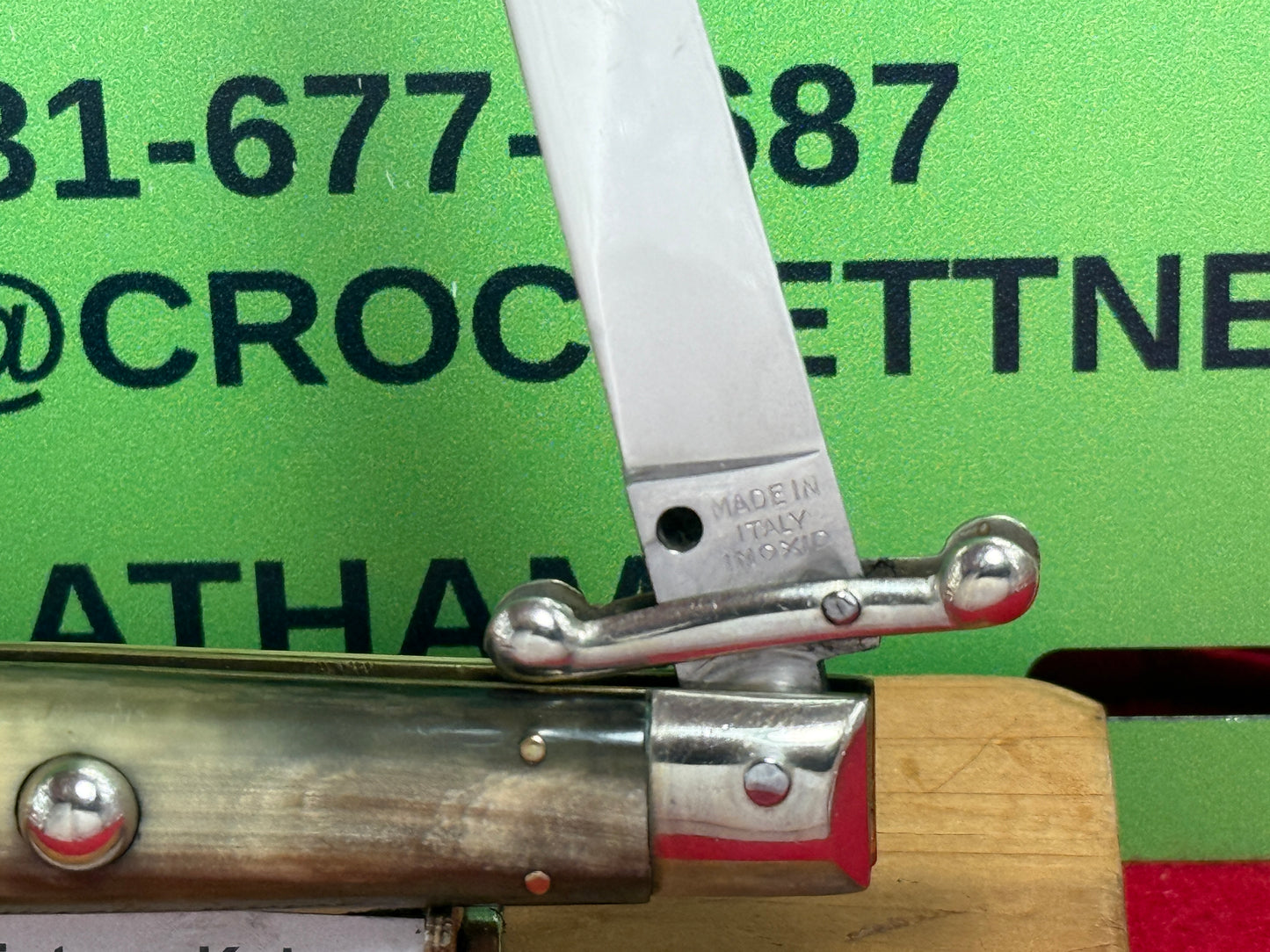 MADE IN ITALY INOXID PATENT 1962-68 SWING GUARD LOCK BACK 20 CM ITALIAN AUTOMATIC KNIFE BRAZILIAN HORN HANDLES