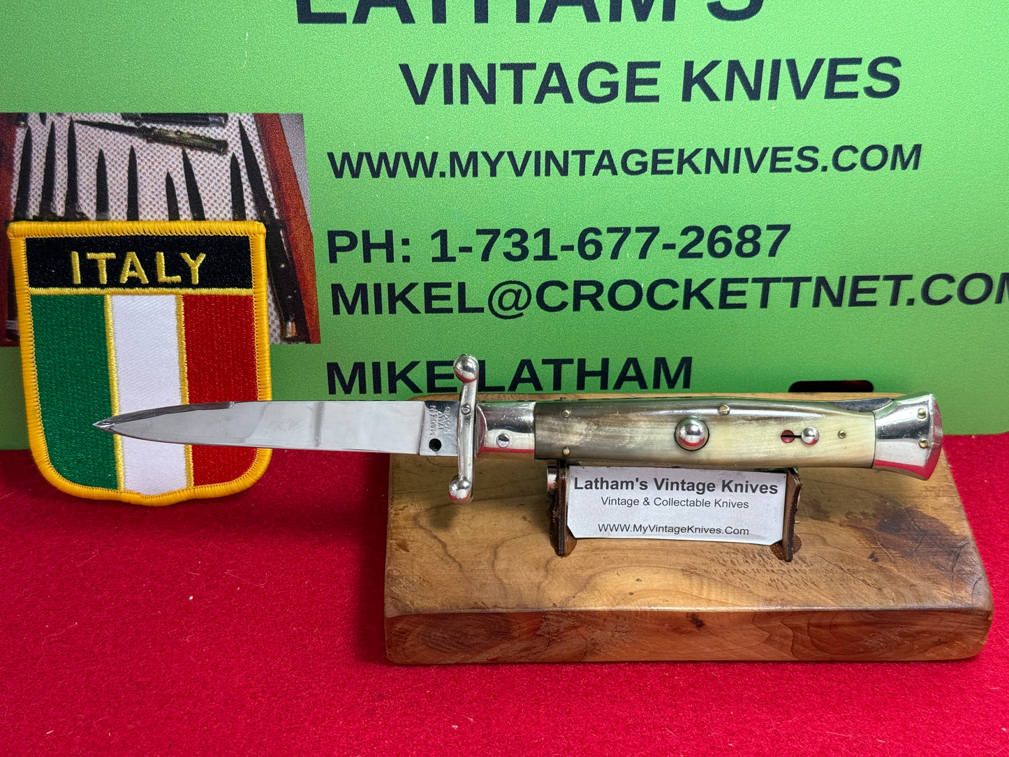 MADE IN ITALY INOXID PATENT 1962-68 SWING GUARD LOCK BACK 20 CM ITALIAN AUTOMATIC KNIFE BRAZILIAN HORN HANDLES