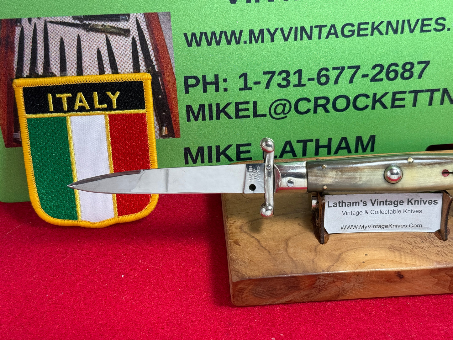 MADE IN ITALY INOXID PATENT 1962-68 SWING GUARD LOCK BACK 20 CM ITALIAN AUTOMATIC KNIFE BRAZILIAN HORN HANDLES