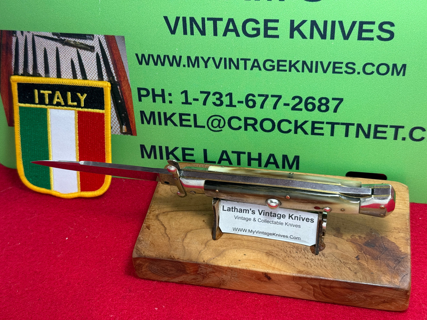 MADE IN ITALY INOXID PATENT 1962-68 SWING GUARD LOCK BACK 20 CM ITALIAN AUTOMATIC KNIFE BRAZILIAN HORN HANDLES