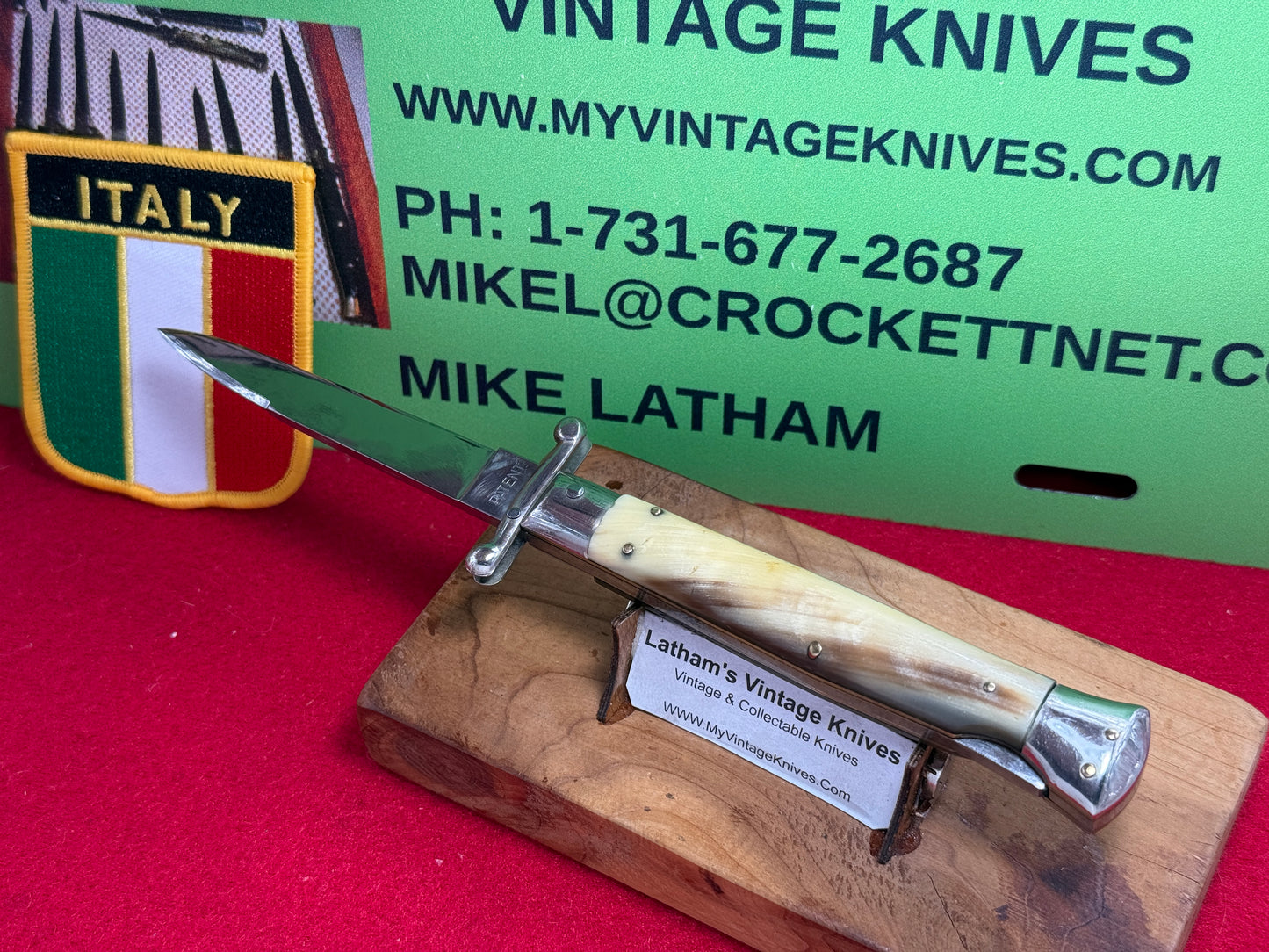 MADE IN ITALY INOXID PATENT 1962-68 SWING GUARD LOCK BACK 20 CM ITALIAN AUTOMATIC KNIFE BRAZILIAN HORN HANDLES