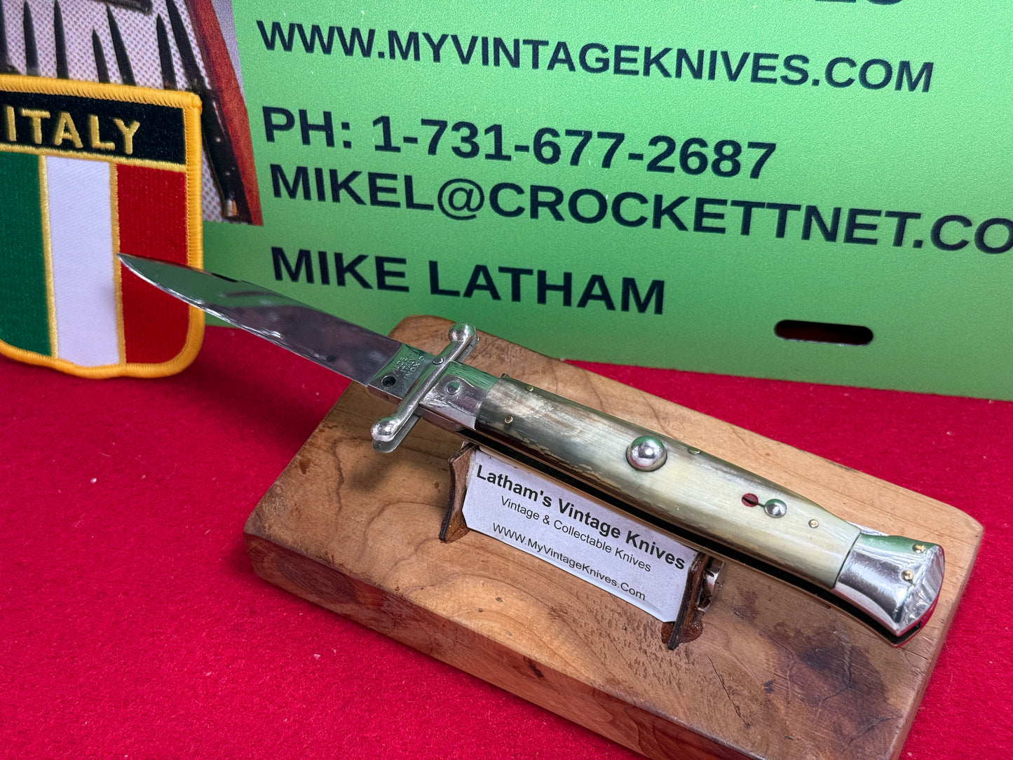 MADE IN ITALY INOXID PATENT 1962-68 SWING GUARD LOCK BACK 20 CM ITALIAN AUTOMATIC KNIFE BRAZILIAN HORN HANDLES