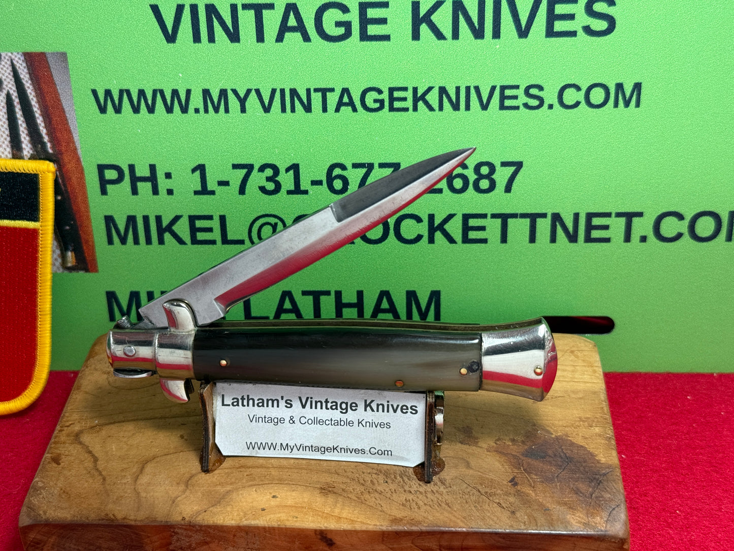 EIG CUTLERY ITALY 1950-56 PICK LOCK STILETTO 20 CM ITALIAN AUTOMATIC KNIFE BUFFALO HORN HANLDES