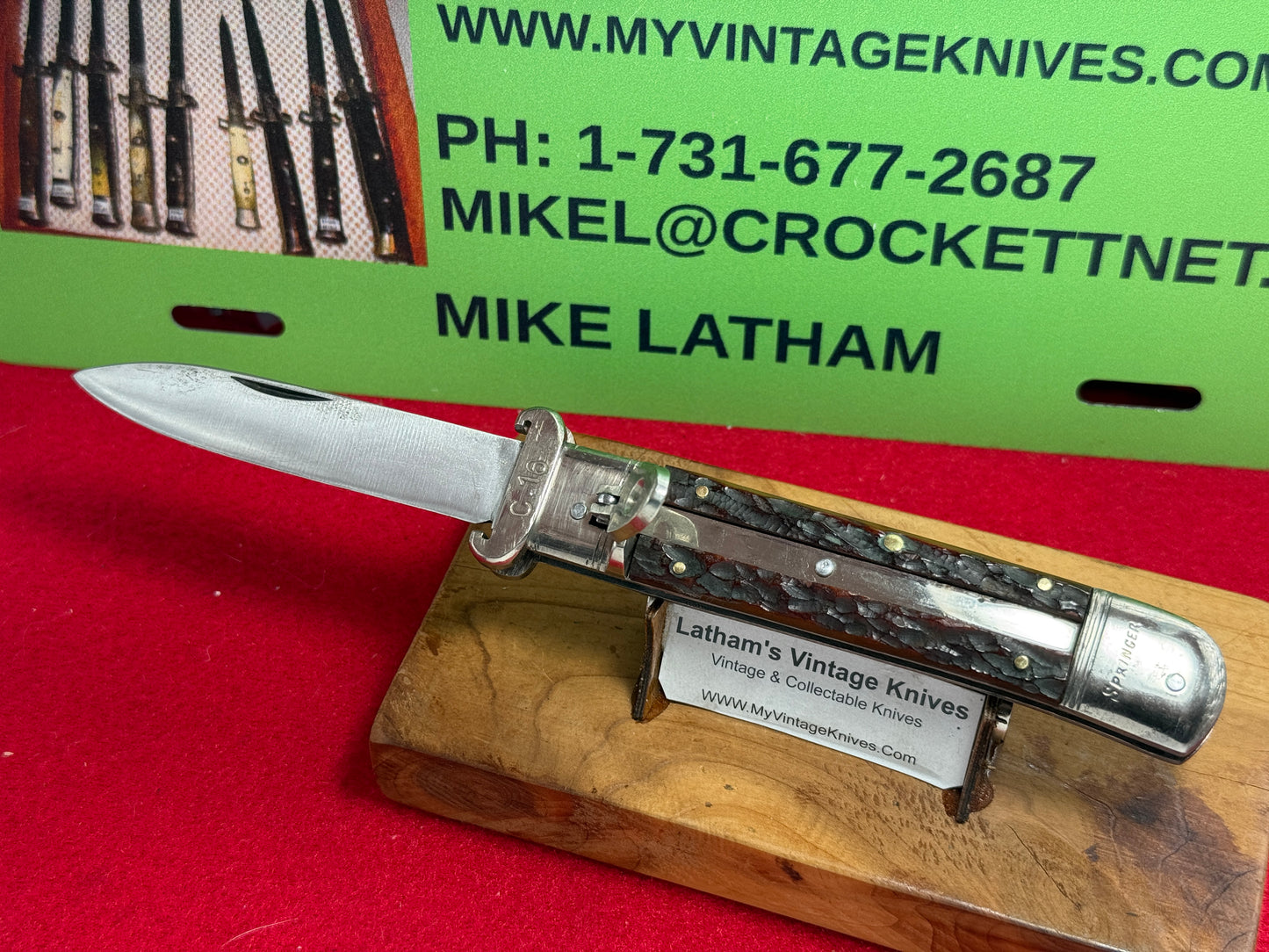 M.I. GERMANY SOLINGEN 1955-65 LEVER AUTOMATIC SHELL PULLER GERMAN AUTOMATIC KNIFE BROWN JIGGED BONE HANDLES