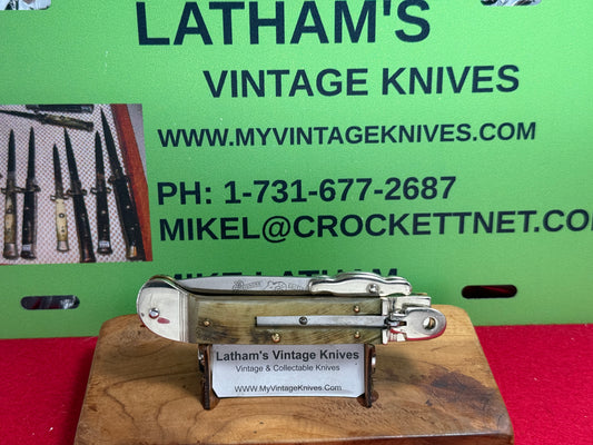 HUBERTUS GERMANY 2010-2015 LEVER AUTOMATIC SWING GUARD BIG HORN EDITION GERMAN AUTOMATIC KNIFE RAM HORN HANDLES