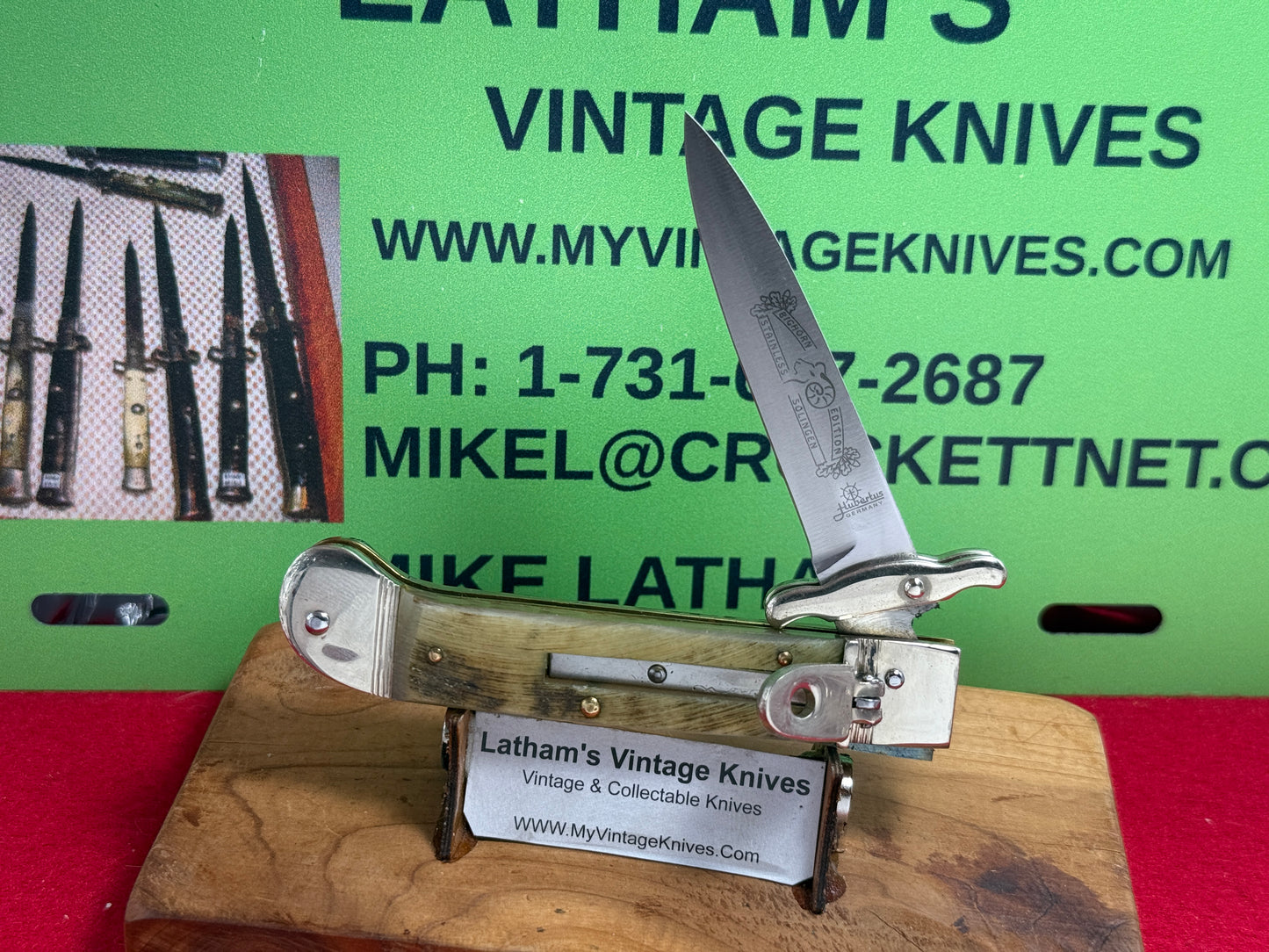 HUBERTUS GERMANY 2010-2015 LEVER AUTOMATIC SWING GUARD BIG HORN EDITION GERMAN AUTOMATIC KNIFE RAM HORN HANDLES