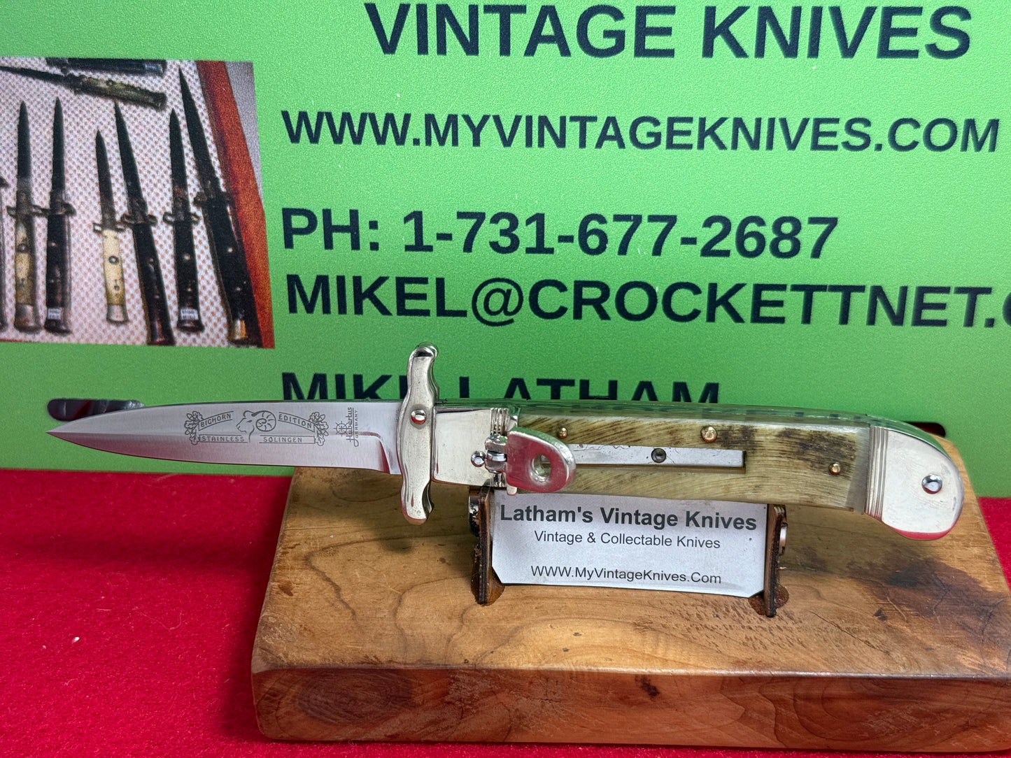 HUBERTUS GERMANY 2010-2015 LEVER AUTOMATIC SWING GUARD BIG HORN EDITION GERMAN AUTOMATIC KNIFE RAM HORN HANDLES