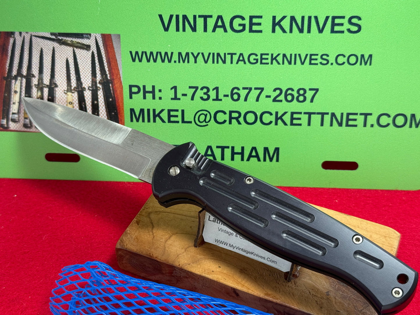 DALTON, ROB CUSTOM 1996-2000 LARGE AFO TACTICAL AUTOMATIC CUSTOM AUTOMATIC KNIFE BLACK METAL HANDLES STAINLESS BLADE