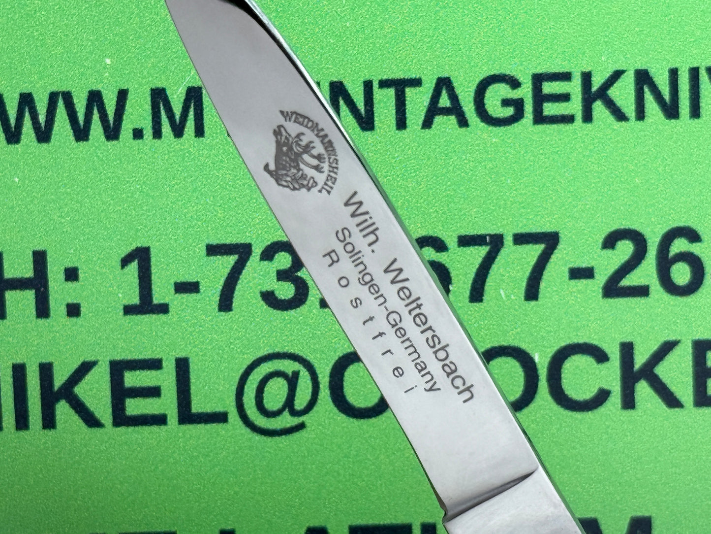 WEIDMANNSHEIL WELTERSBACH SOLINGEN GERMANY 1990-95 LEVER AUTOMATIC SLIM 11 CM GERMAN AUTOMATIC KNIFE WOOD HANDLES