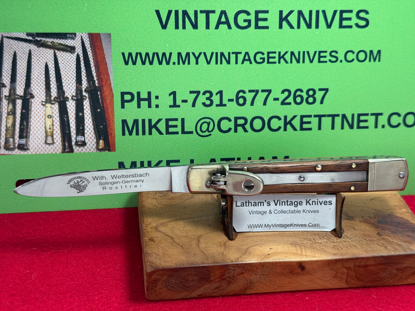 WEIDMANNSHEIL WELTERSBACH SOLINGEN GERMANY 1990-95 LEVER AUTOMATIC SLIM 11 CM GERMAN AUTOMATIC KNIFE WOOD HANDLES