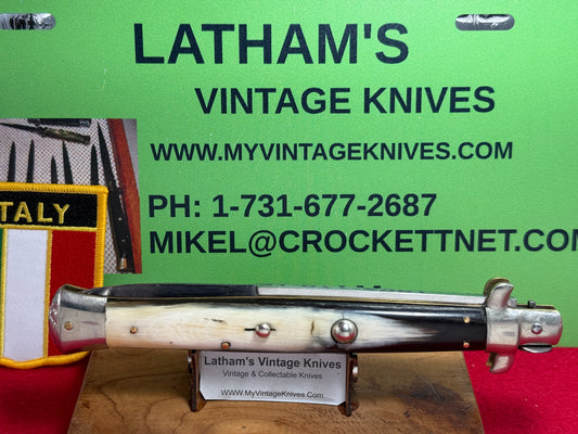 ROSTFREI ITALIAN 1956-60 PICK LOCK STILETTO 33 CM ITALIAN AUTOMATIC KNIFE BRAZILIAN HORN HANDLES
