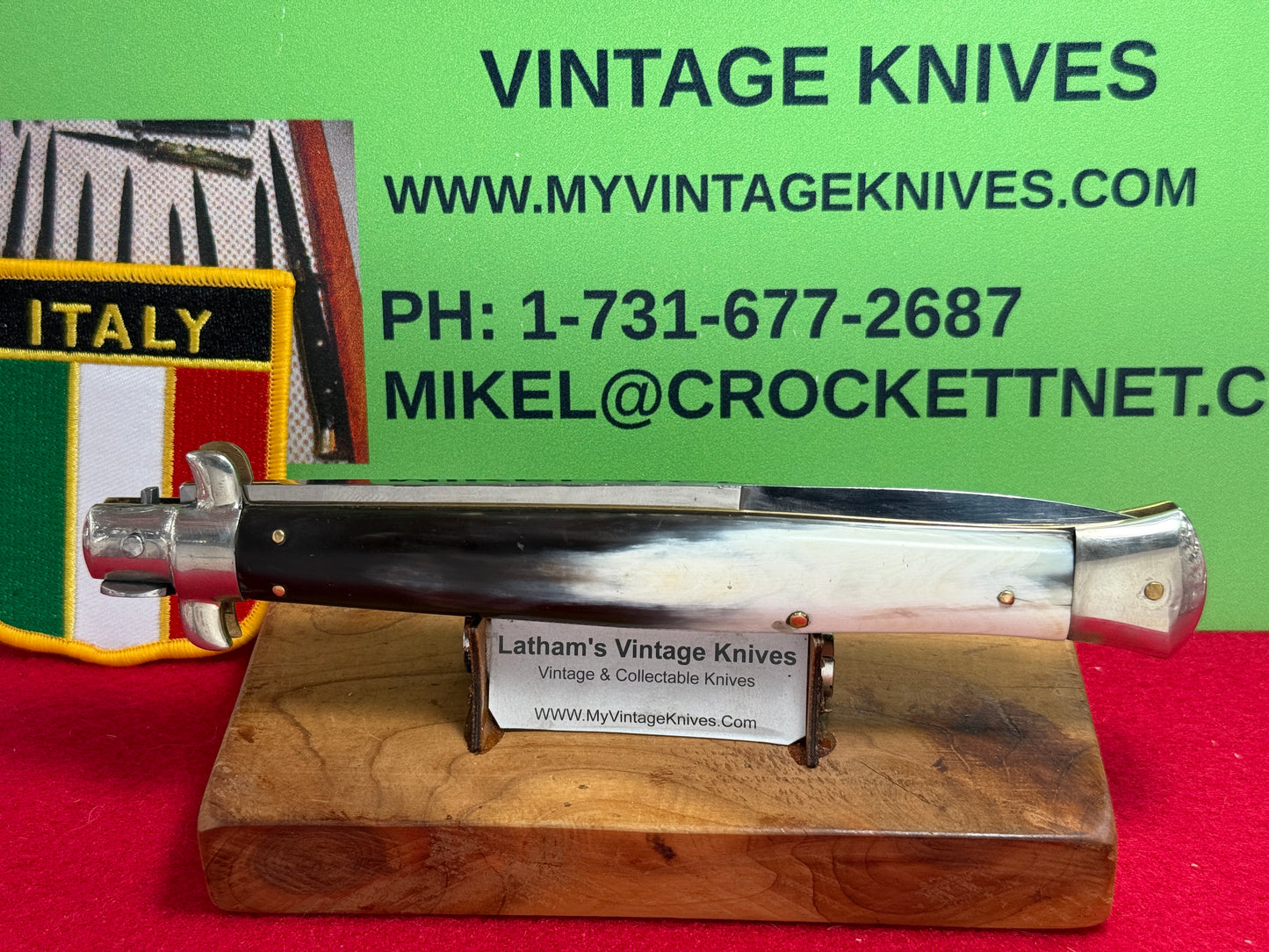 ROSTFREI ITALIAN 1956-60 PICK LOCK STILETTO 33 CM ITALIAN AUTOMATIC KNIFE BRAZILIAN HORN HANDLES