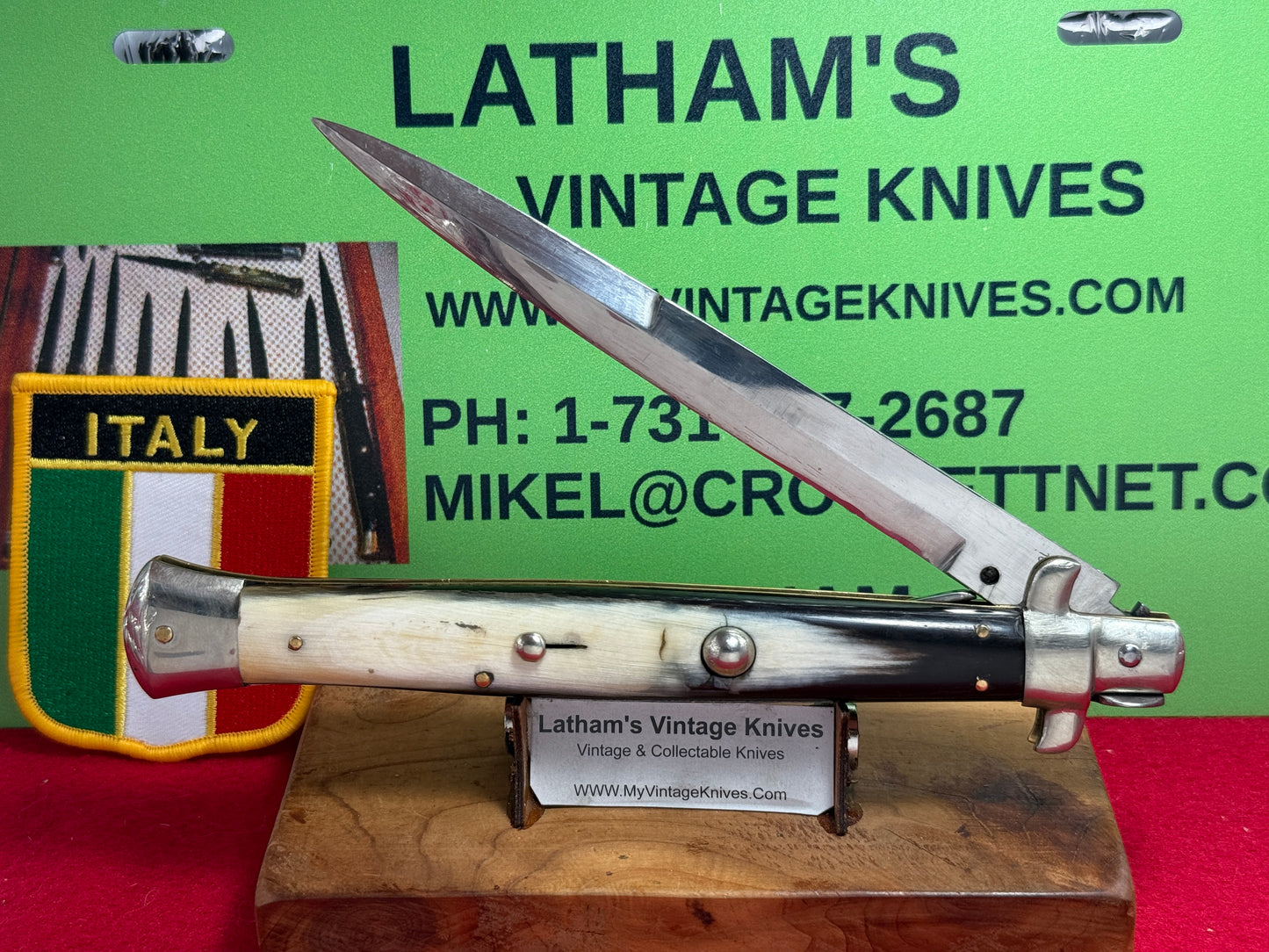 ROSTFREI ITALIAN 1956-60 PICK LOCK STILETTO 33 CM ITALIAN AUTOMATIC KNIFE BRAZILIAN HORN HANDLES