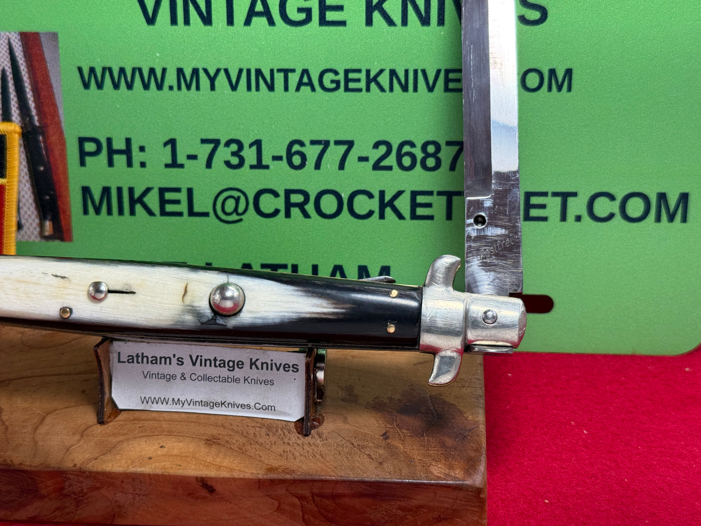 ROSTFREI ITALIAN 1956-60 PICK LOCK STILETTO 33 CM ITALIAN AUTOMATIC KNIFE BRAZILIAN HORN HANDLES