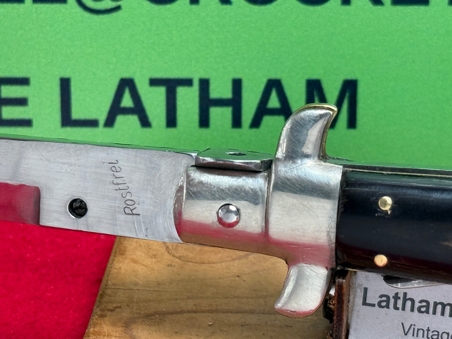 ROSTFREI ITALIAN 1956-60 PICK LOCK STILETTO 33 CM ITALIAN AUTOMATIC KNIFE BRAZILIAN HORN HANDLES