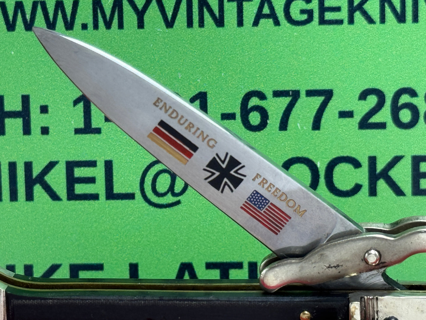 HUBERTUS SOLINGEN GERMANY 2002 SWING GUARD THE GUARDIAN LIMITED EDITION OF 200 #182 ENDURING FREEDOM MADE AFTER 9-11-2001 GERMAN AUTOMATIC KNIFE BLACK MICARTA HANDLES