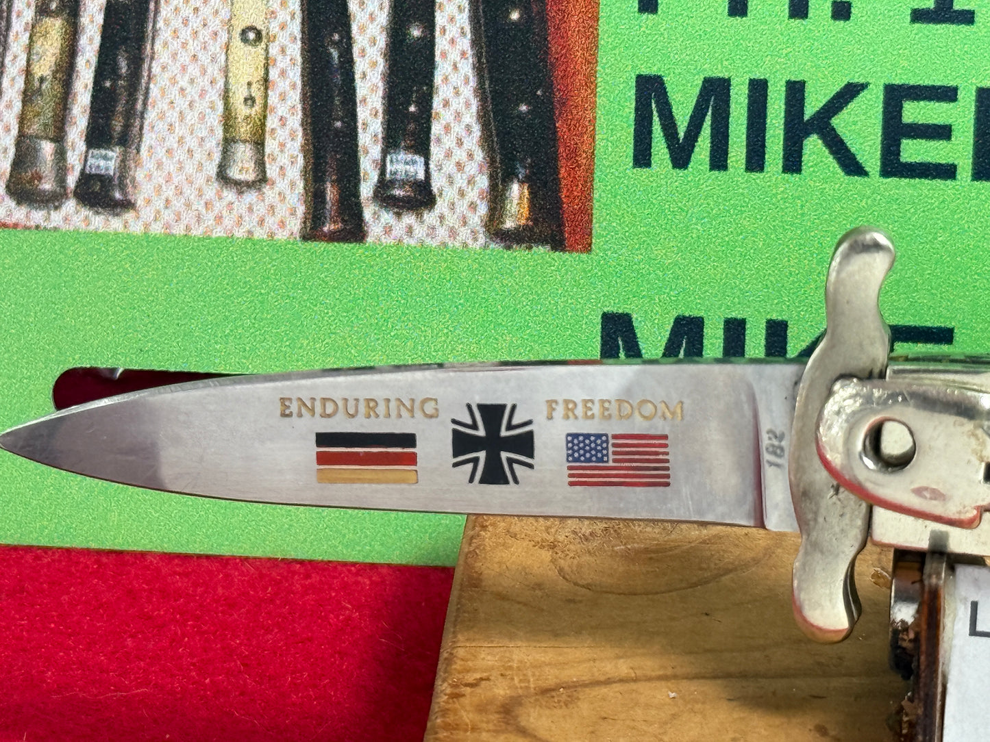 HUBERTUS SOLINGEN GERMANY 2002 SWING GUARD THE GUARDIAN LIMITED EDITION OF 200 #182 ENDURING FREEDOM MADE AFTER 9-11-2001 GERMAN AUTOMATIC KNIFE BLACK MICARTA HANDLES