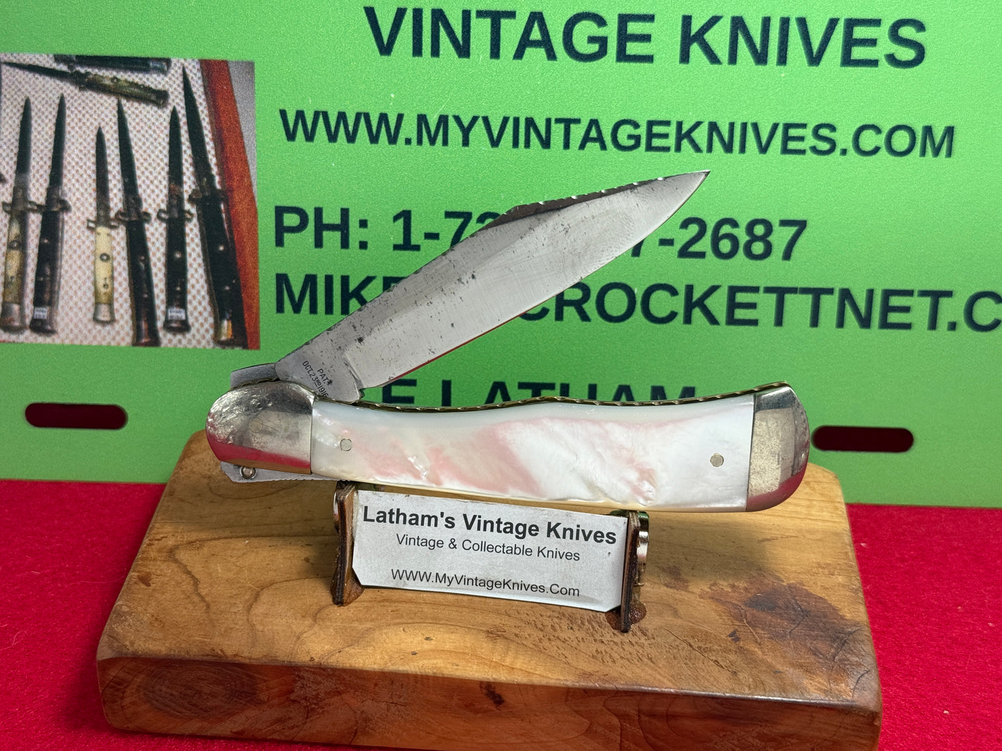 JAEGER BROS MARINETTE WIS. 1970-75 AERIAL KNIFE CO PARTS LEVER AUTOMATIC VINTAGE AMERICAN AUTOMATIC KNIFE PEARL HANDLES