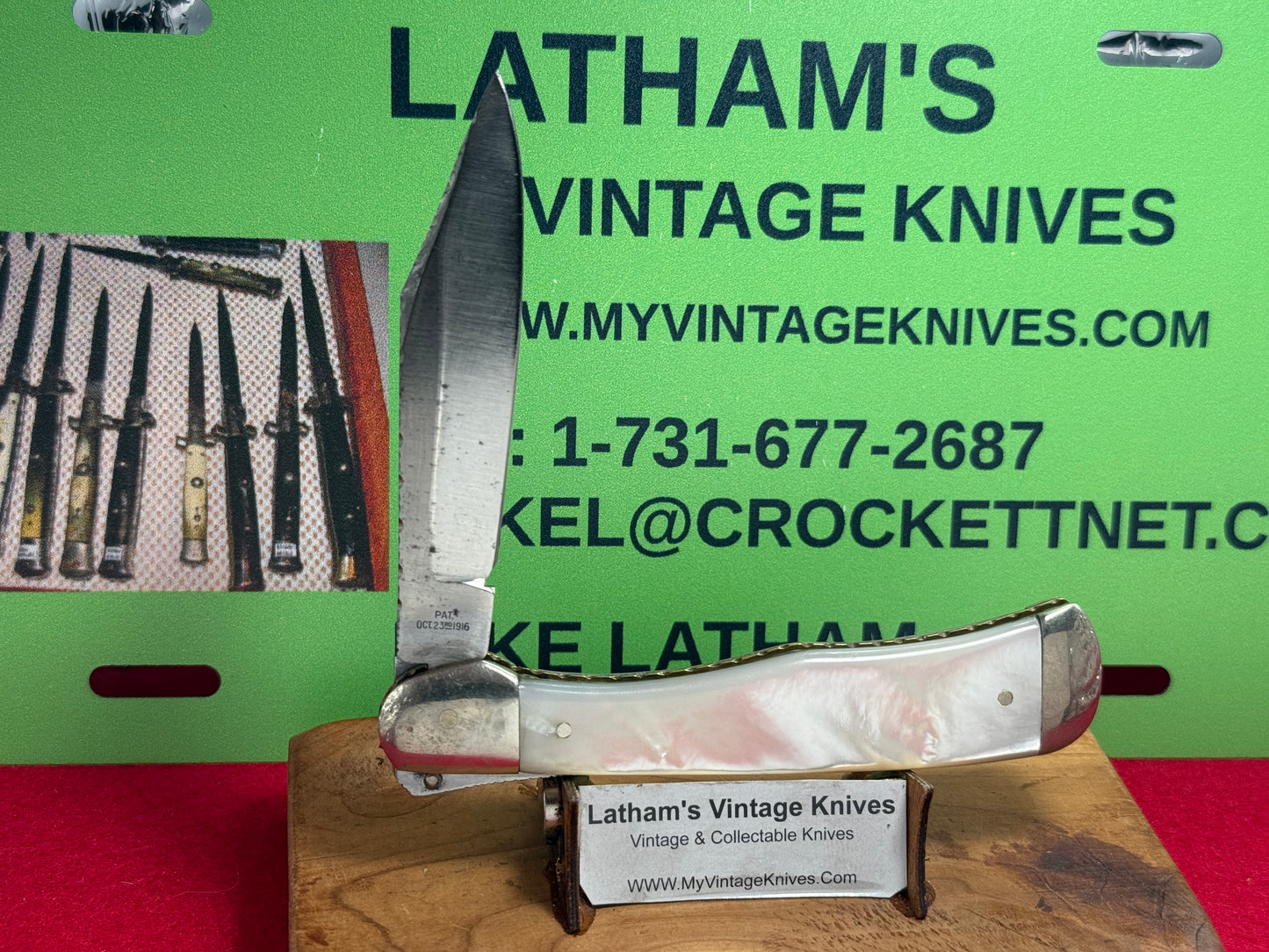 JAEGER BROS MARINETTE WIS. 1970-75 AERIAL KNIFE CO PARTS LEVER AUTOMATIC VINTAGE AMERICAN AUTOMATIC KNIFE PEARL HANDLES
